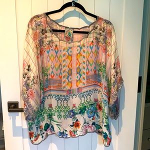 Johnny Was blouse.  Medium. Rayon. Machine wash.